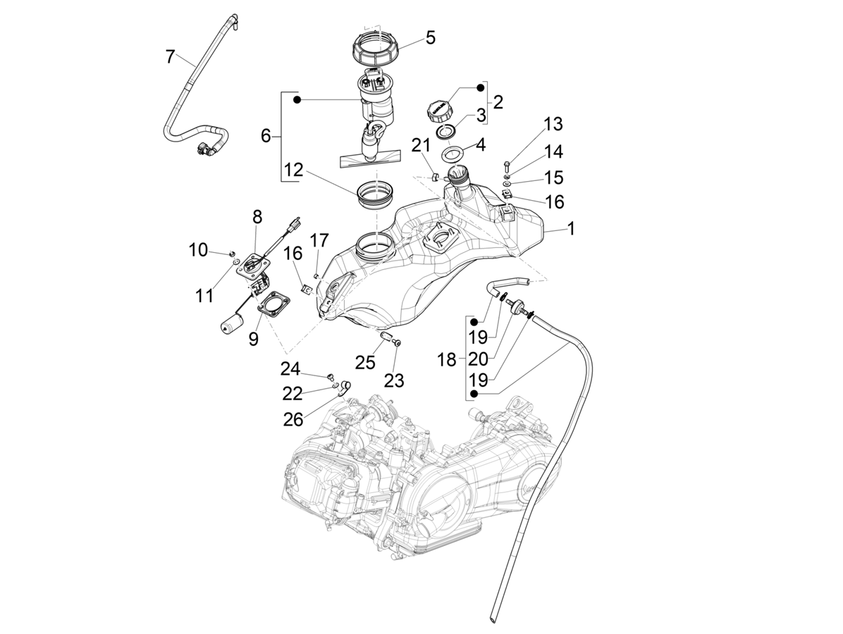 Vespa Sprint 150 4T 3V Iget ABS E5 2021-2023 APAC — Brandstoftank