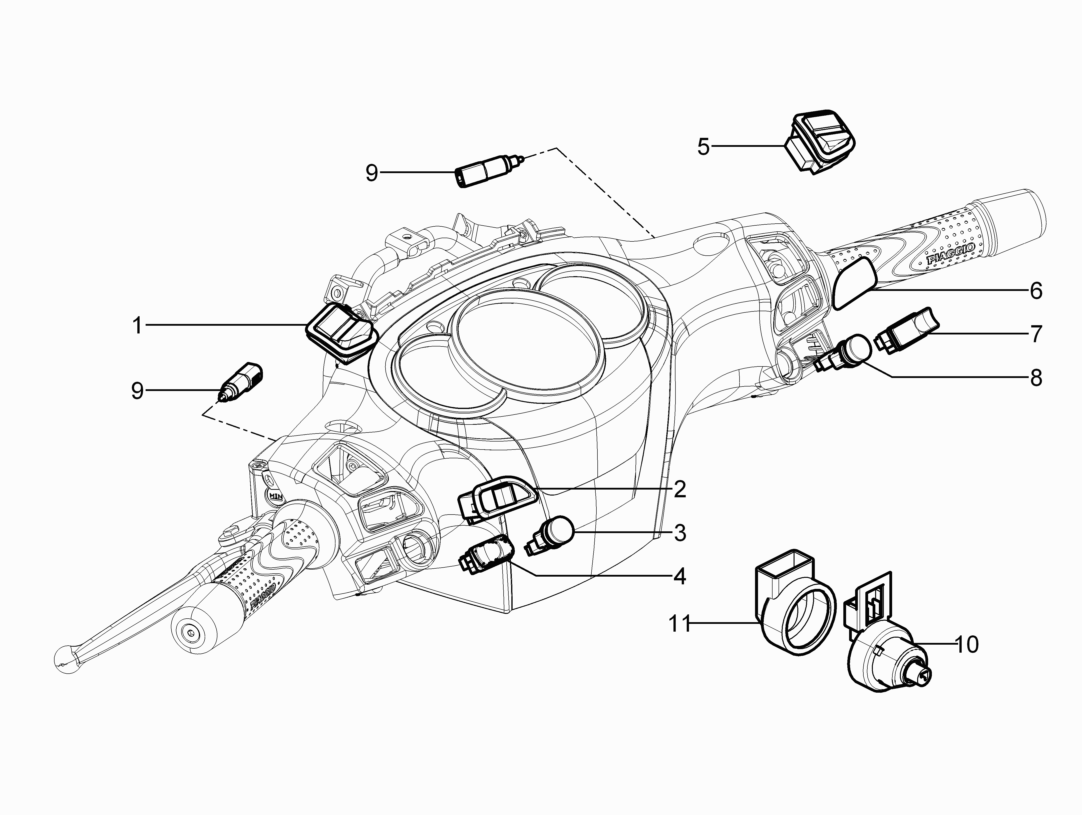 Beverly 125 RST 4T 4V ie E3 2010-2015 EMEA — Wisselschakelaar - Wisselschakelaar - Drukschakelaar - Schakelaar