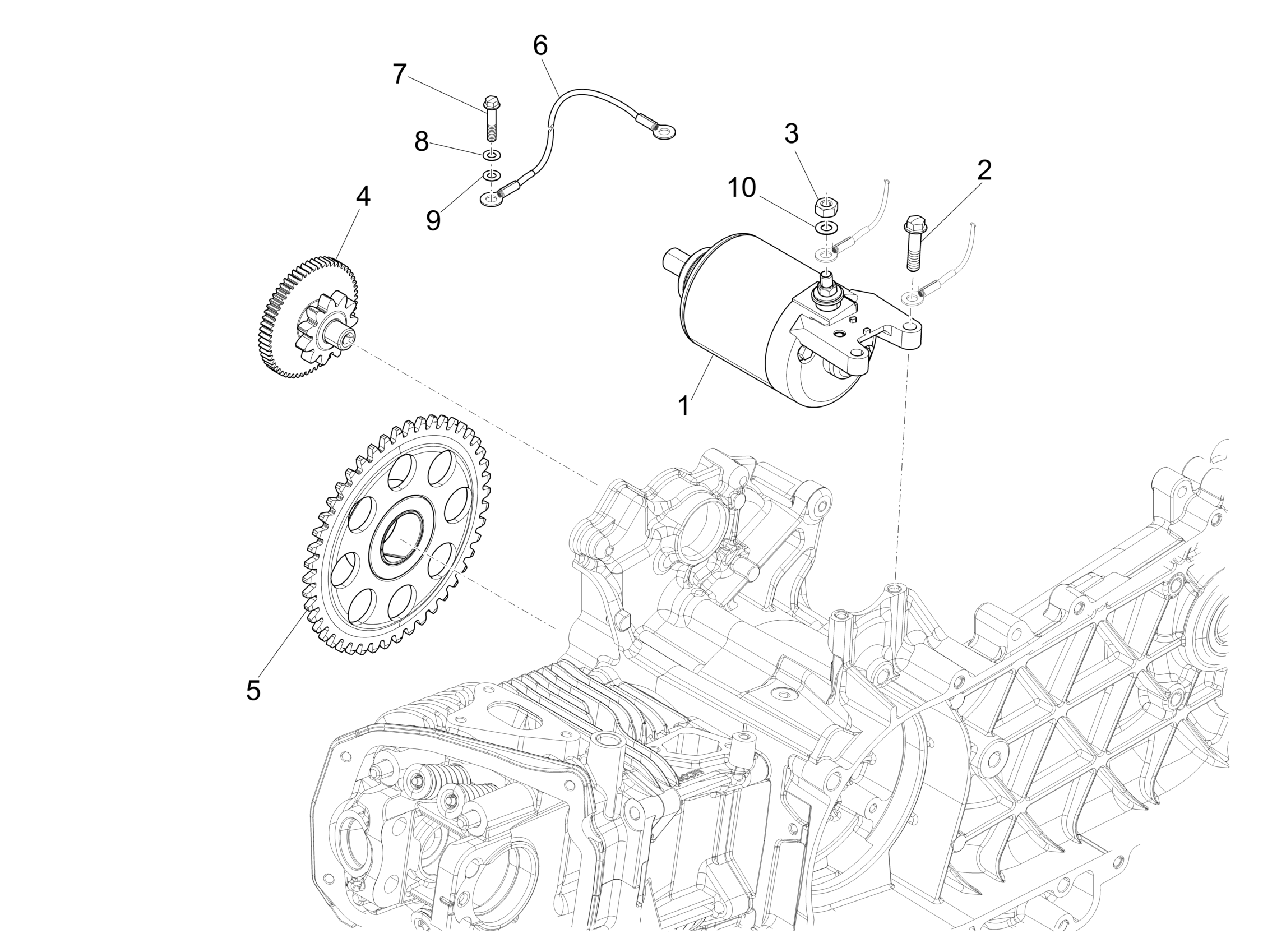 Vespa S 125 4T 3V Iget no ABS E3 E4 2017-2023 APAC — Startmotor - Elektrische starter