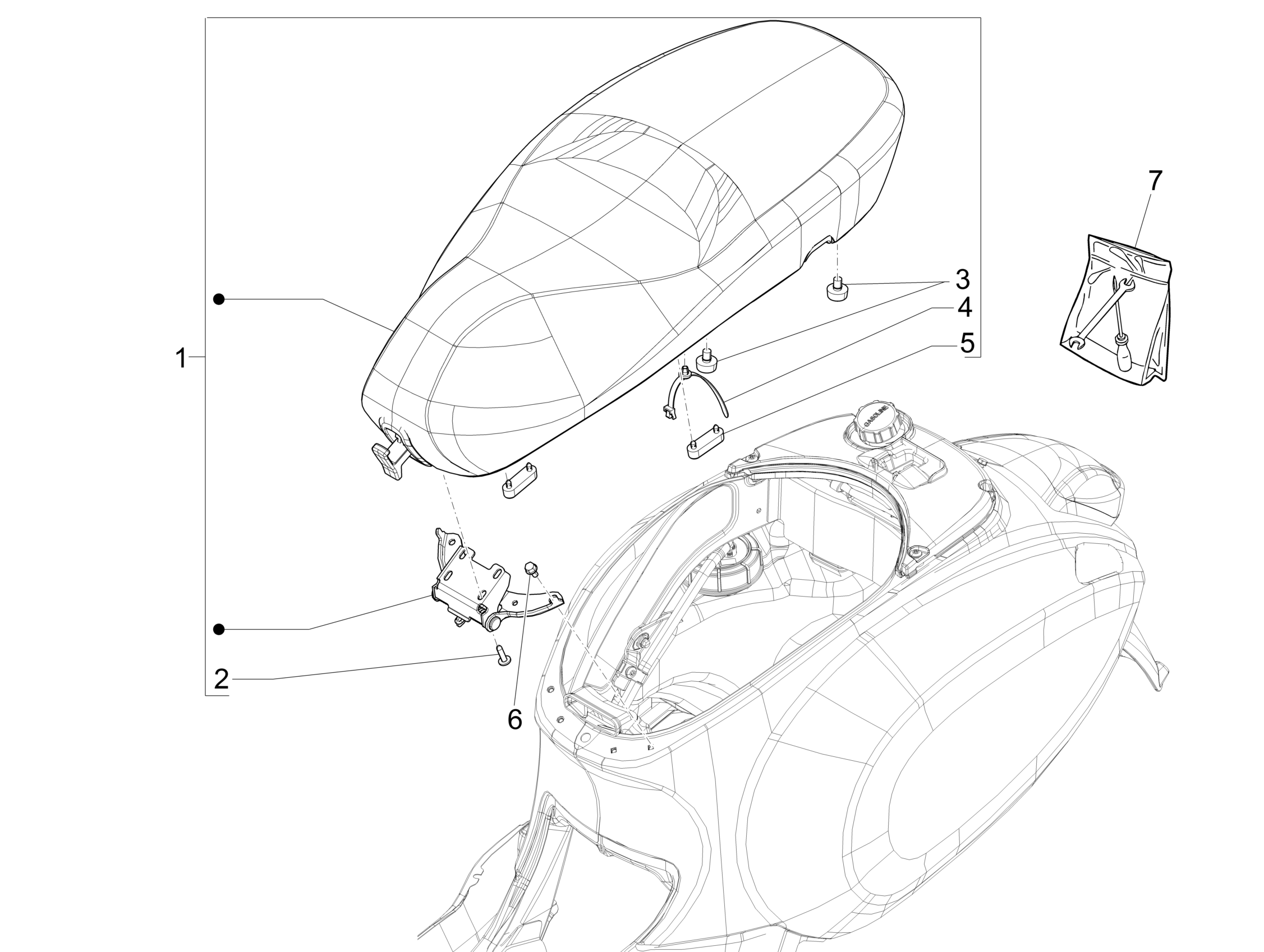 Vespa Primavera 150 4T 3V ie no ABS E3 2014-2016 NAFTA — Zadel/Buddyzit