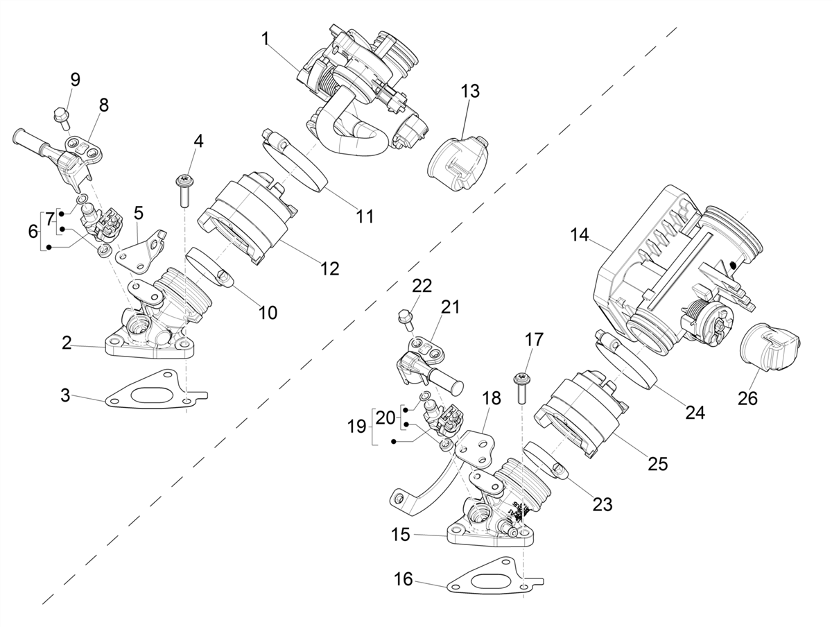 Vespa Primavera 150 E4 E5 75 Anniversario 2021 APAC — Gasklephuis - Injector - Inlaatspruitstuk