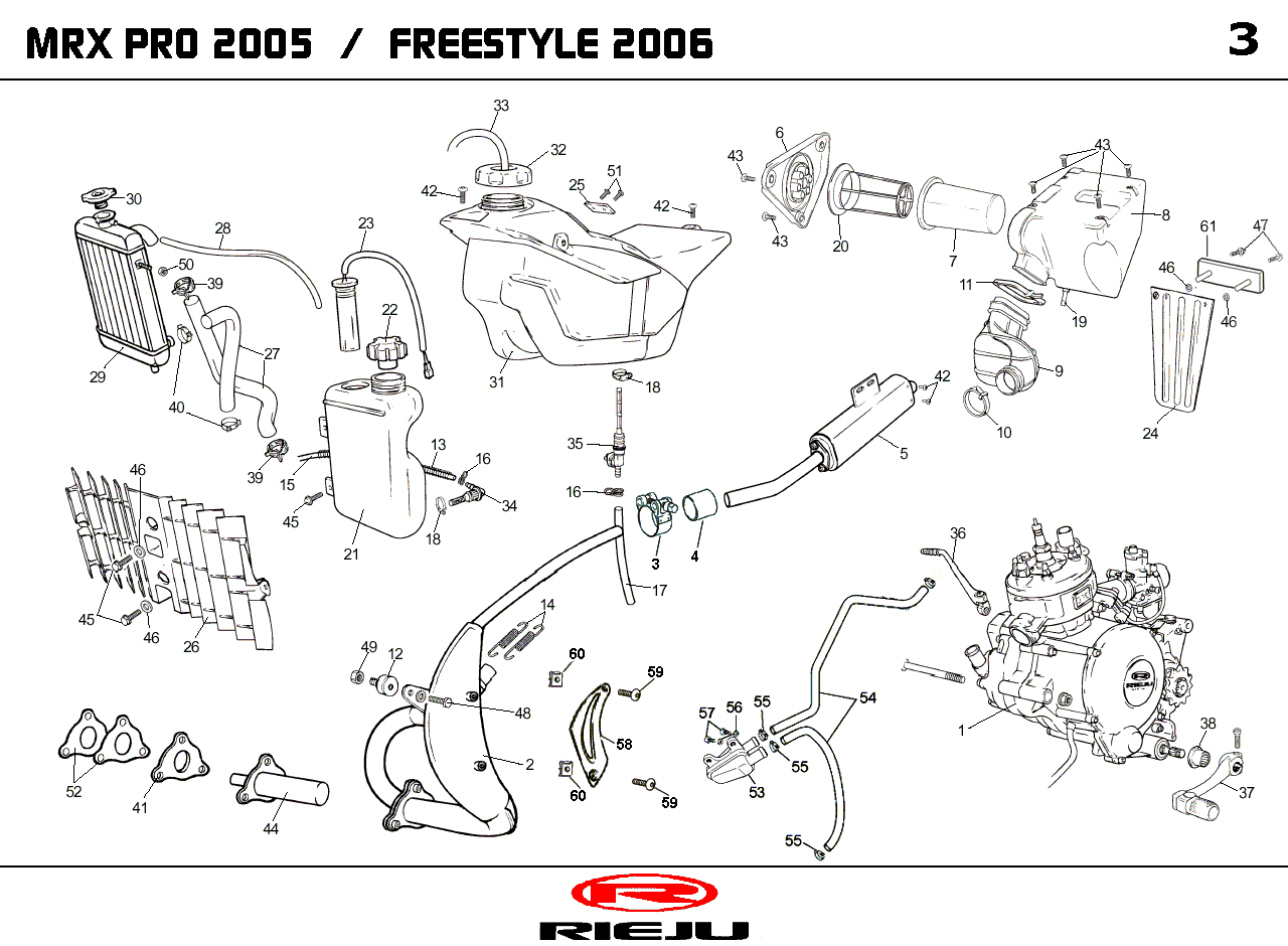 RIEJU MRX PRO ORANJE '06 — Radiateur/Benzine Tank/Uitlaat