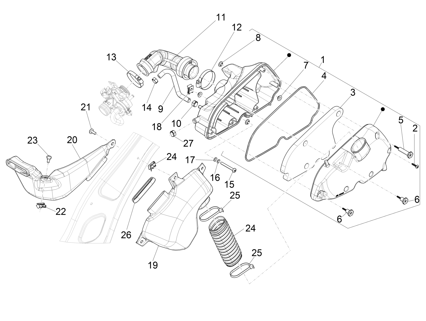 Vespa Primavera 150 4T 3V Iget ABS no ABS E2 E3 E4 2016-2023 APAC — Luchtfilter