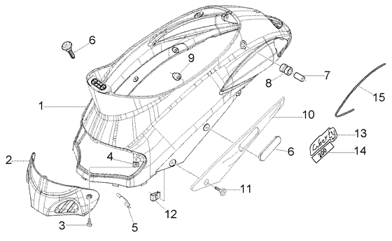 Piaggio Liberty 200 Leader RST — Zentrale Abdeckung