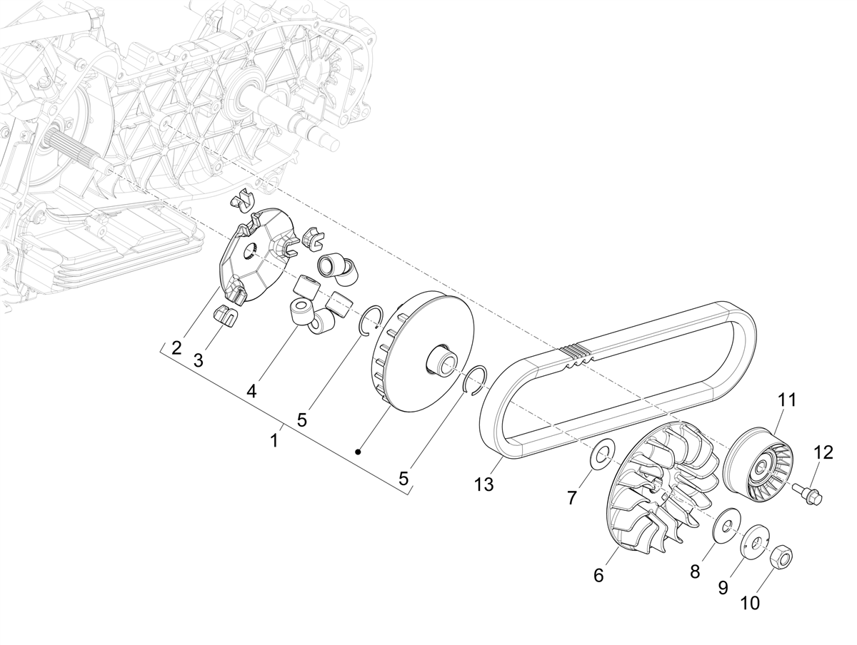 Vespa GTV 300 Hpe E5 ABS Rst 2023 EMEA — Aandrijfkoppeling