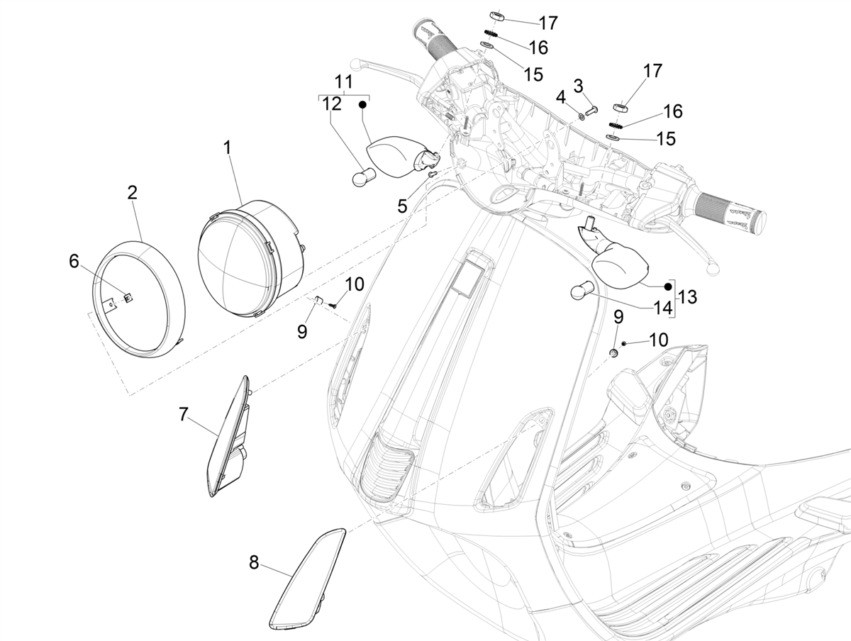 Vespa Primavera 50 E4 NAFTA 2020-2023 — Voorlichten - Knipperlichten
