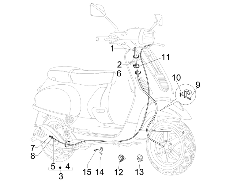 Vespa S 150 4T 2V no ABS E3 2008-2009 EMEA — Kables