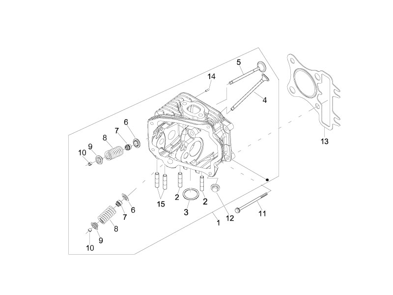 Vespa S 125 4T 2V no ABS E3 2007-2008 EMEA — Cilinderkop - Kleppen