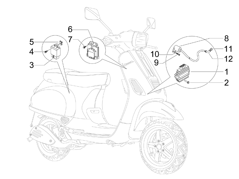 Vespa S 125 4T 2V no ABS E3 2007 EMEA — Spanningsregelaar-CDI-Bobine