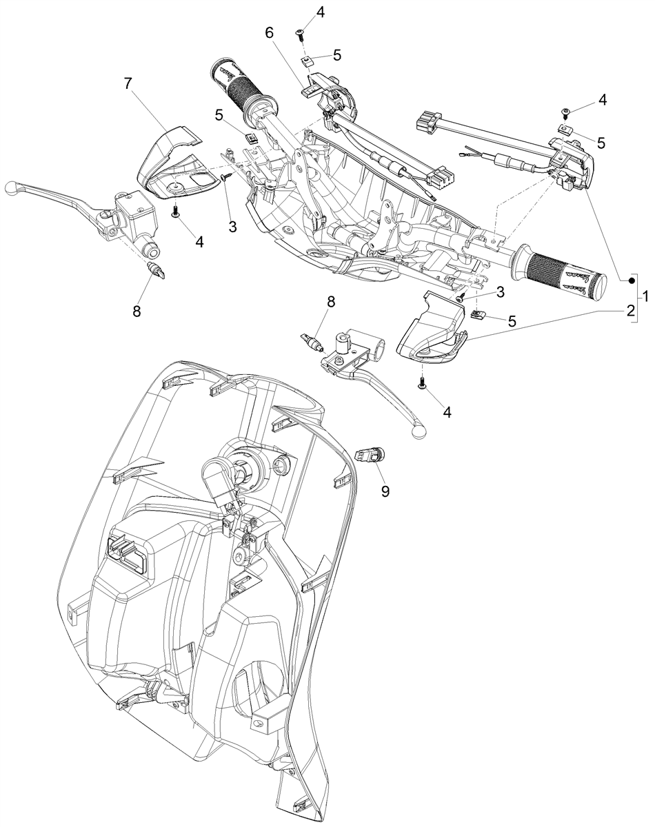 Vespa Sprint 150 4T 3V Iget ABS E5 2021-2023 APAC — Schakelaars-Drukknopschakelaar