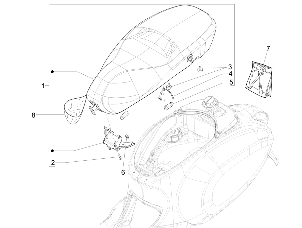Vespa Primavera 50 E4 NAFTA 2020-2023 — Zadel/Buddyzit