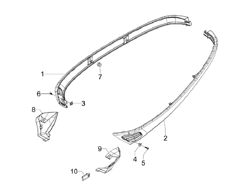 Vespa S 150 4T no ABS E3 2009-2010 APAC — Zijkappen-Spoiler