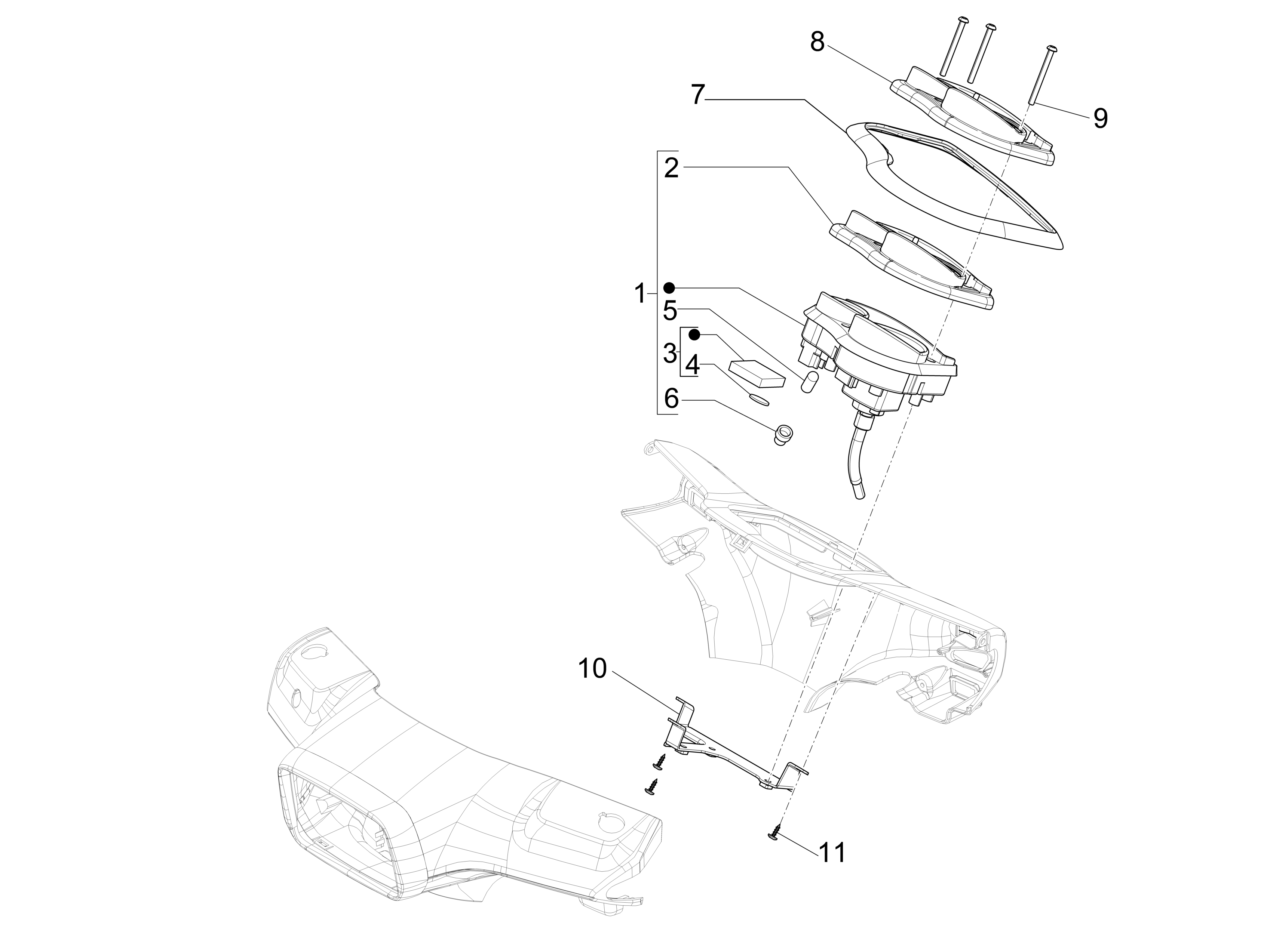 Vespa S 150 4T ie no ABS E3 2011-2013 APAC — Cockpit imstrumenten