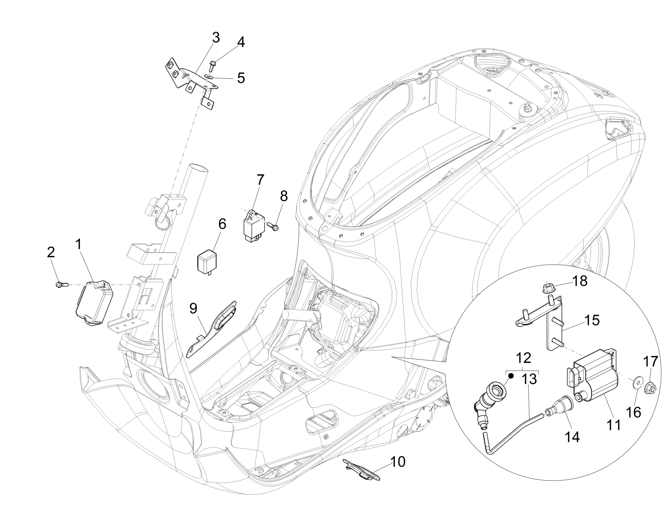 Vespa Primavera 50 2T no ABS E2 E3 2013-2017 EMEA APAC — Spanningsregelaar-CDI-Bobine
