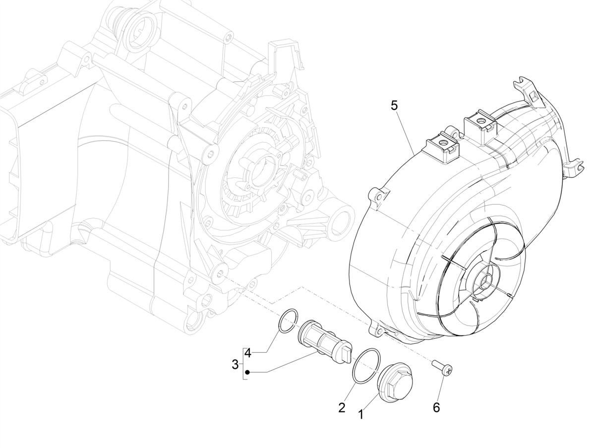 Vespa Primavera No ABS 50 4T 3VS E4 2017-2020 EMEA — Vliegwieldeksel - Oliefilter