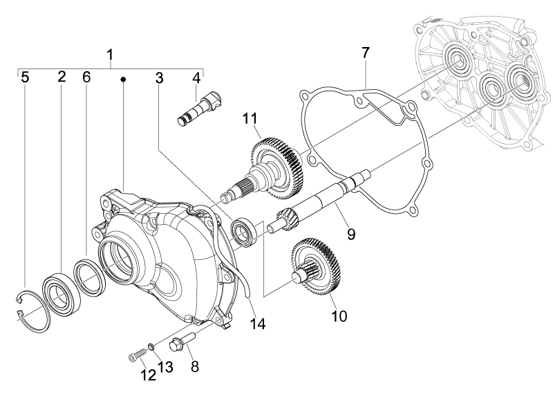 Vespa S 150 4T 2V no ABS E2 2007 NAFTA — Versnellingsbak