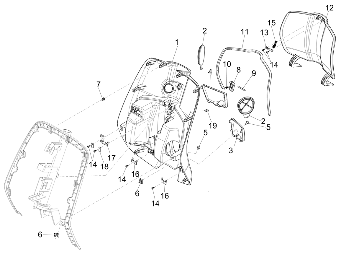 Vespa Primavera 50 4T 3V ie ABS E5 Mickey Mouse 2023 USA NAFTA — Handschoenenkastje voor - Achterscherm