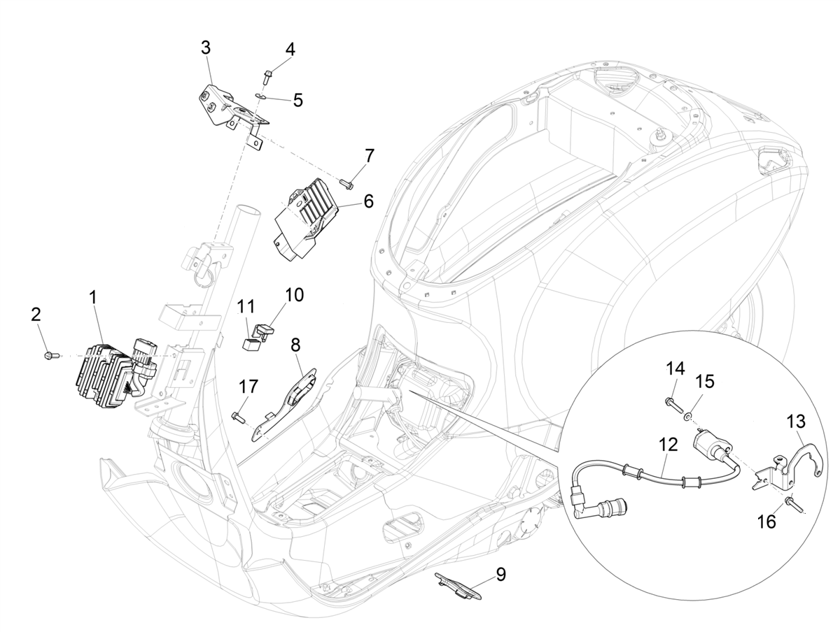 Vespa Primavera 50 4T 3V ie ABS E5 Mickey Mouse 2023 Canada NAFTA — Spanningsregelaar-CDI-Bobine