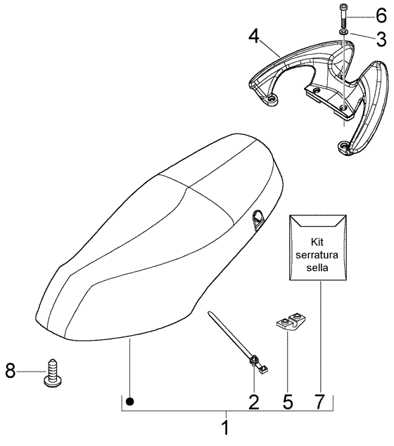 Piaggio Fly 150 Us — Zadel-klinke