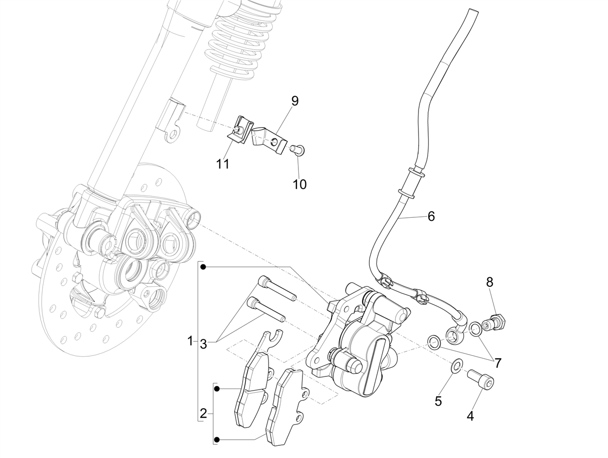 Vespa Sprint 150 4T 3V ie no ABS E3 2015-2016 APAC — Remslangen - Remklauwen