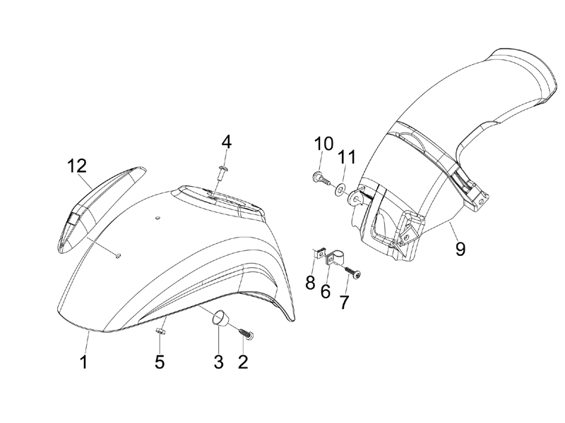 Vespa S 150 4T 2V no ABS E3 2008-2009 EMEA — Wielkasten-Spatborden