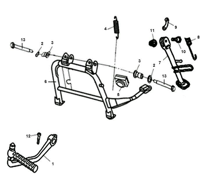 Middenstandaard -Zijstandaard- Kickstarter Pedaal