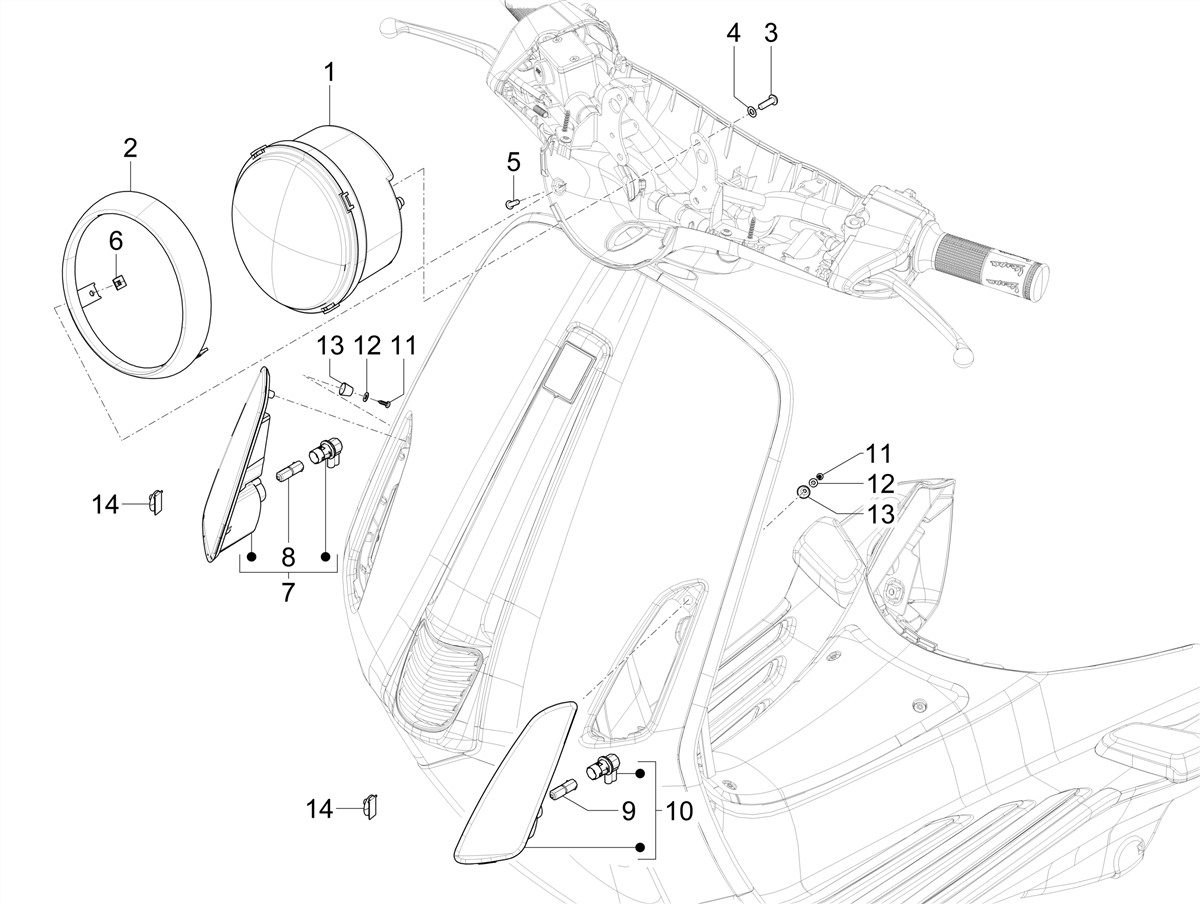 Vespa Primavera 50 4T 3V ie ABS E5 Mickey Mouse 2023 EMEA — Voorlichten - Knipperlichten