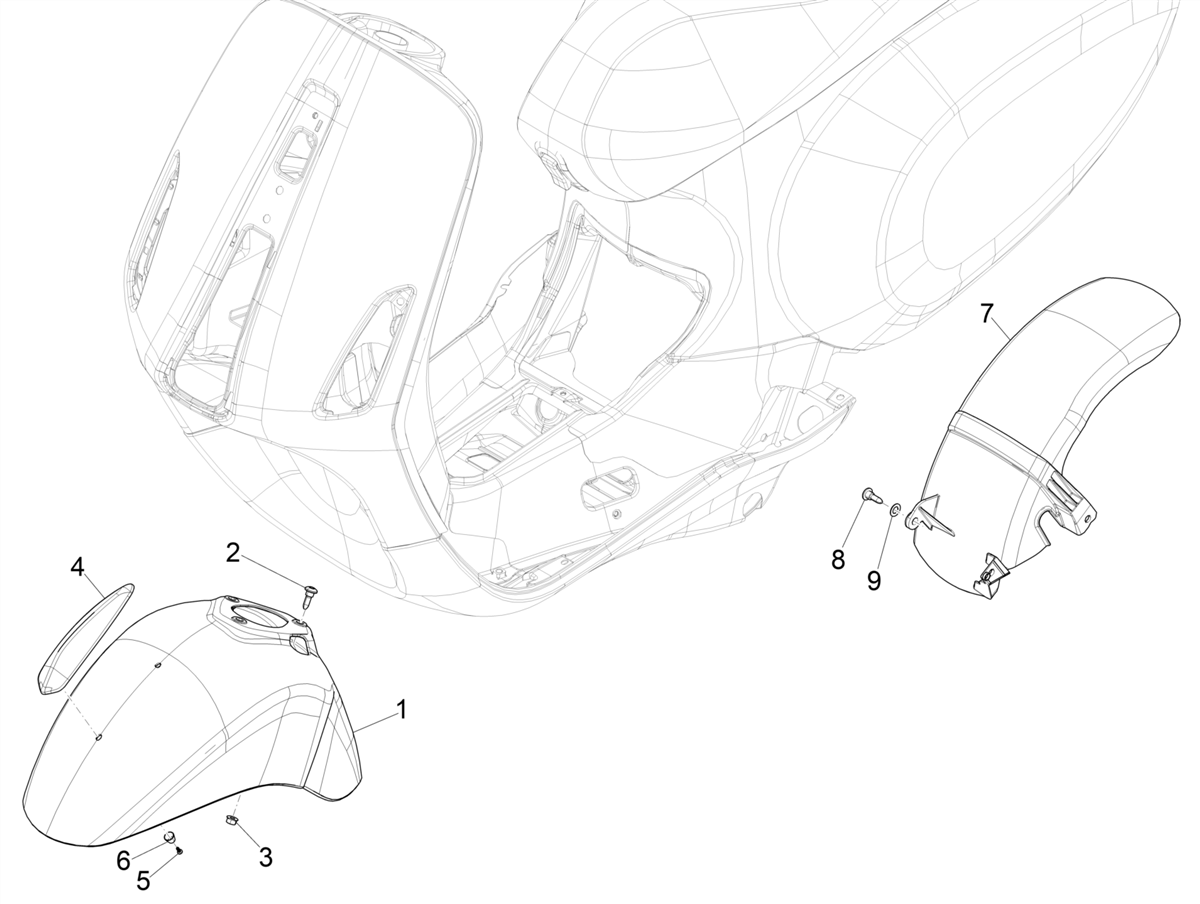 Vespa Primavera 150 E4 E5 75 Anniversario 2021 APAC — Wielkasten-Spatborden