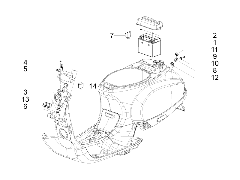 Vespa S 150 4T 2V ie no ABS E3 2011 APAC — Relais-Accu-Claxon
