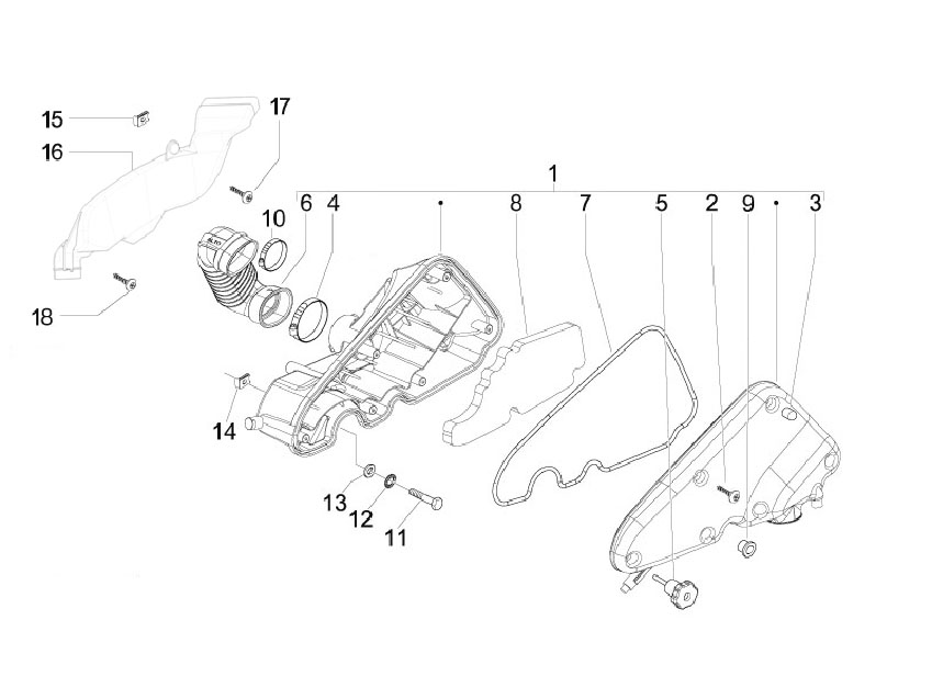 Vespa S 125 4T 4V no ABS E3 2009-2010 APAC — Luchtfilter