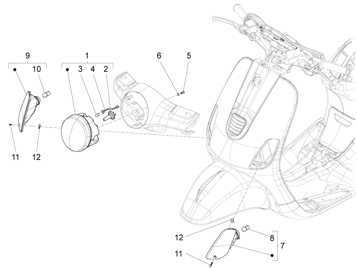 Vespa VXL 125 4T 3V 2018-2019 — Voorlichten - Knipperlichten