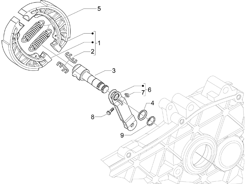 Zip 50 4T 25 km/h no ABS E2 2006-2016 EMEA — Achterrem - Remschoensets