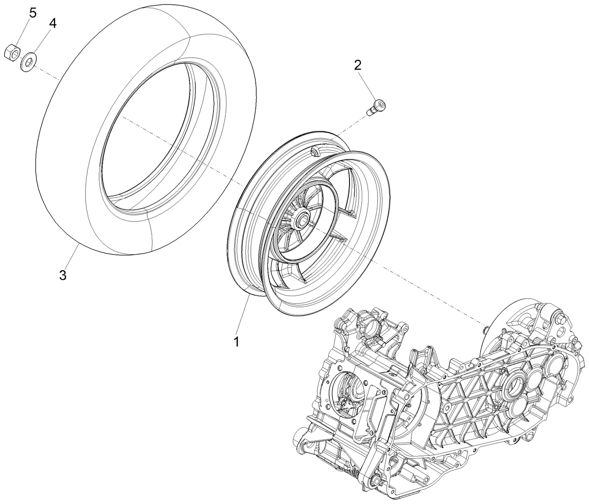 Vespa Primavera 50 4T 3V E5 2020-2023 EMEA — Achterwiel