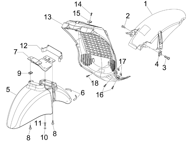 Beverly 250 Tourer E3 2007-2009 EMEA — Wielkast - Wielspatbord