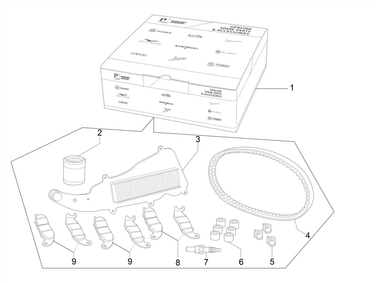 Piaggio X9 500 Evolution ABS — Wear and maintenance kit