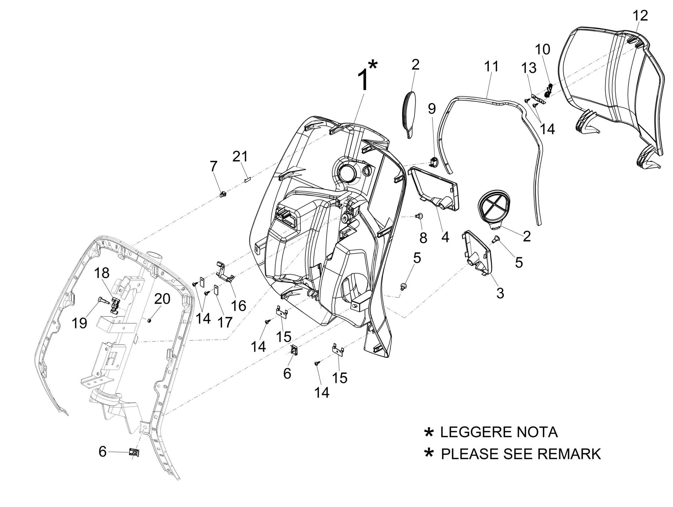 Vespa Primavera 150 4T 3V ie no ABS E3 2015 APAC — Handschoenenkastje voor - Achterscherm