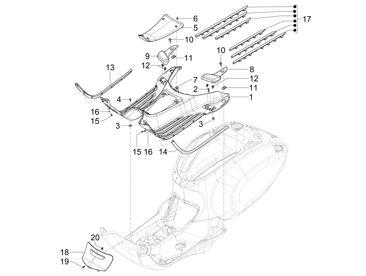 Vespa Primavera 50 4T 3V ie ABS E5 Mickey Mouse 2023 Canada NAFTA — Treeplaat-Voetsteunen