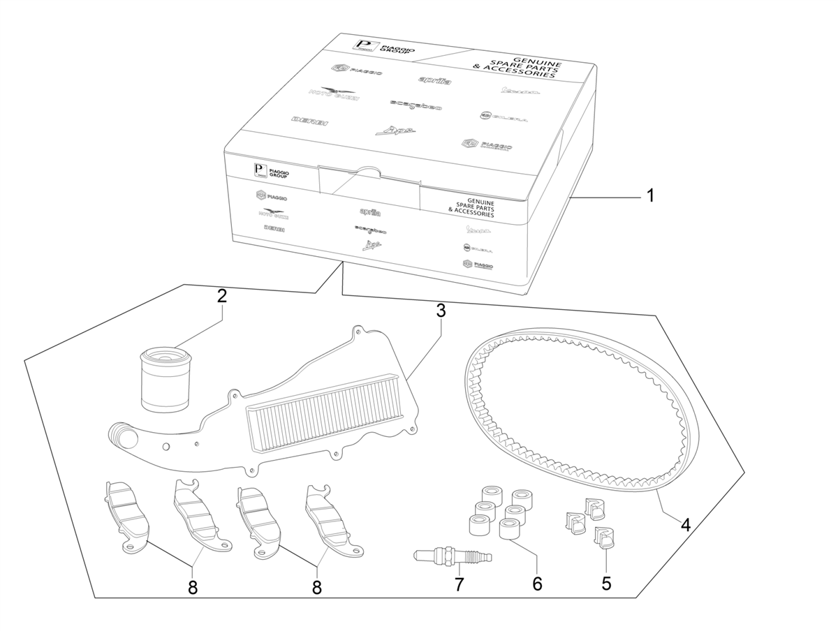 Piaggio Beverly 125 EMEA — Wear and maintenance kit