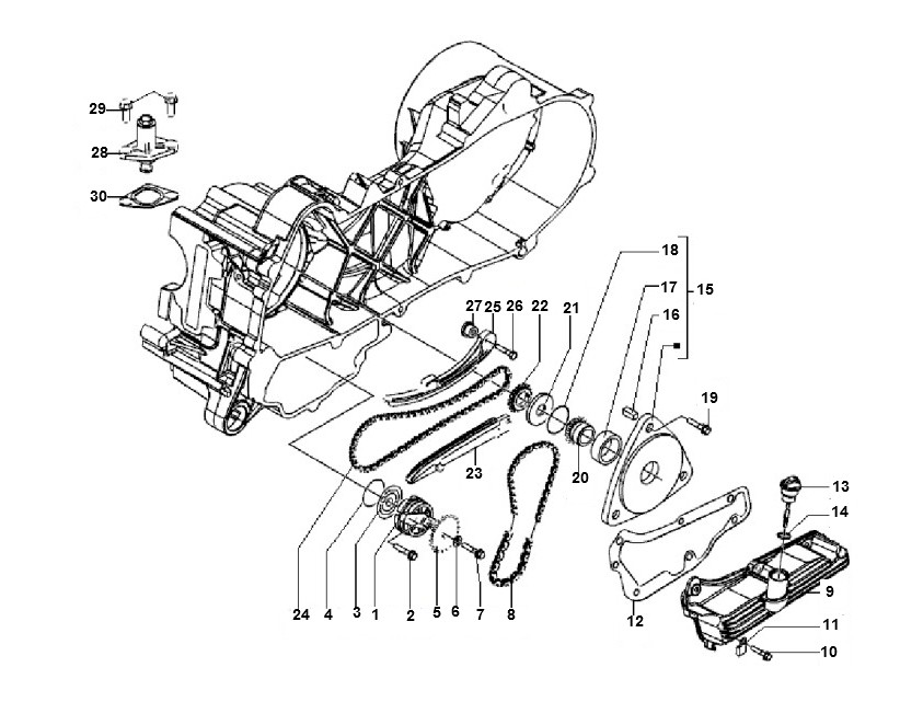PIAGGIO LX 4V TOURING 45KM/H — Oliepomp