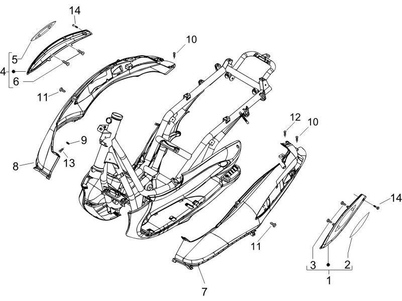 Beverly 400 ie E3 2006-2007 EMEA — Zijafdekking - spoiler