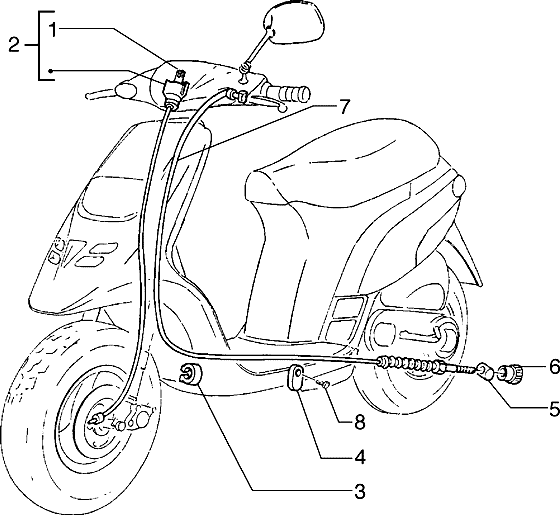 Typhoon 125 X — Bowdenkabels-Achter Rem-km-zähler