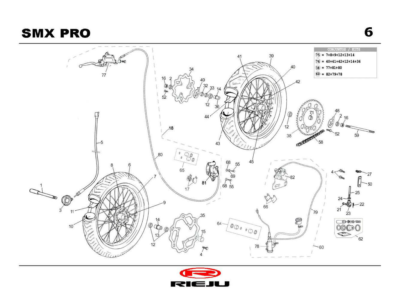 RIEJU SMX PRO ZWART '2004 — Voor/Achterwiel
