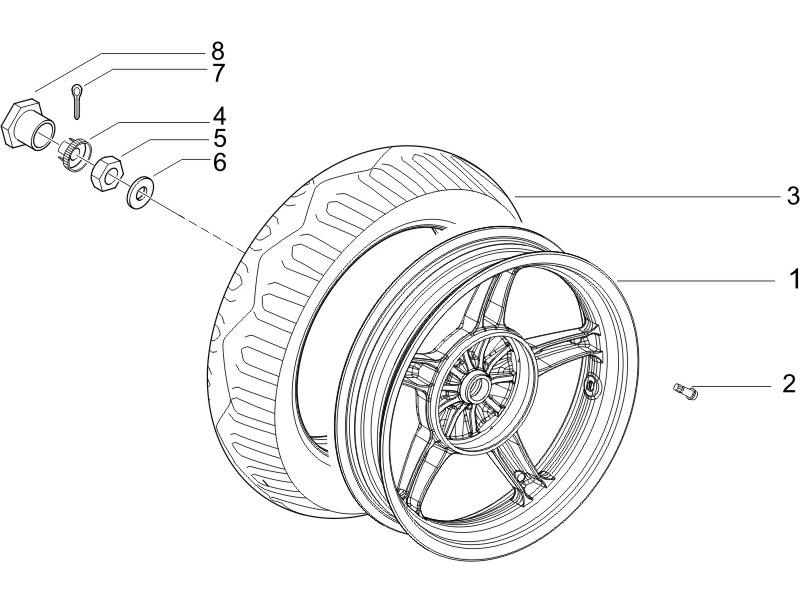 Zip 50 4T 25 km/h no ABS E2 2006-2016 EMEA — Achterwiel