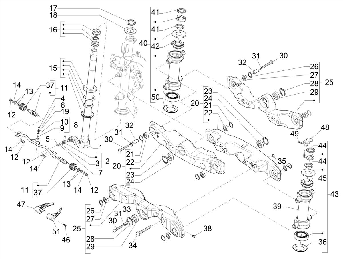 MP3 400 E5 2020-2021 EMEA — Vork/stuurkabel - Balhoofdset