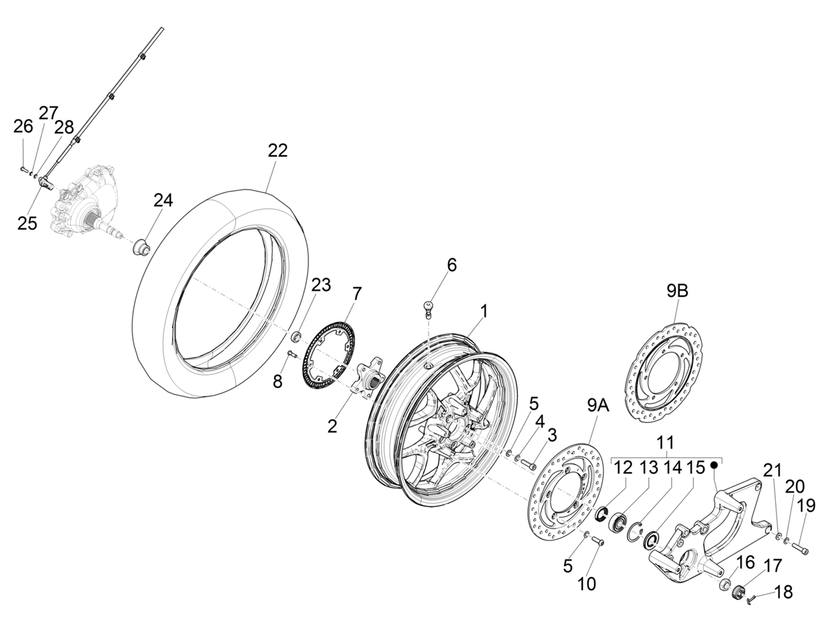 Medley 125 ABS E5 2021-2022 EMEA — Achterwiel