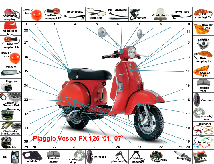 019 Vespa PX 125CC '01-'07 — PX 125CC '01-'07