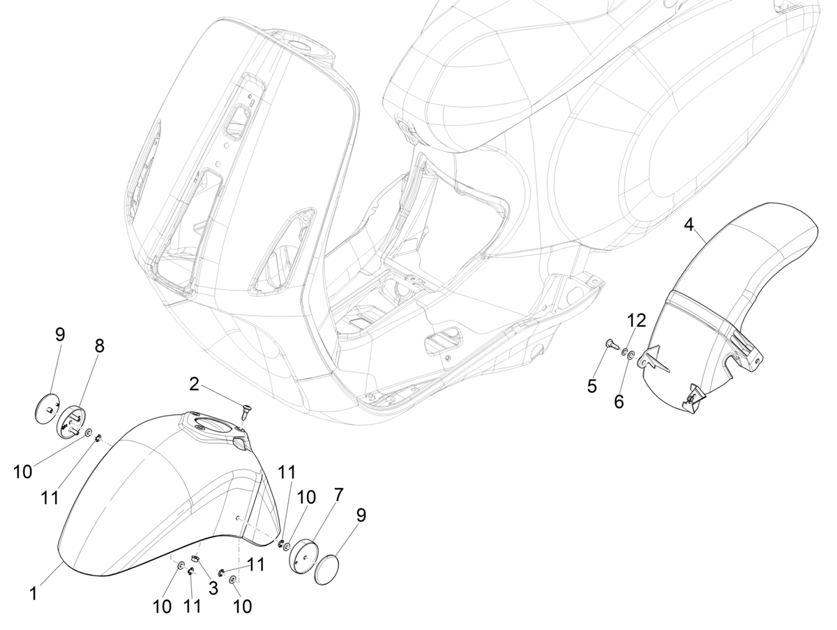 Vespa Sprint 150 4T 3V Iget ABS E4 2016-2023 NAFTA — Wielkasten-Spatborden