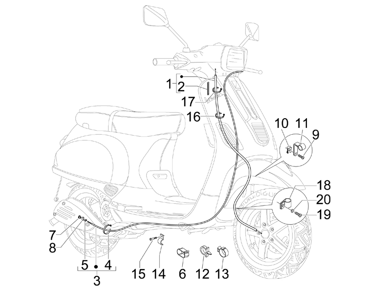 Vespa S 150 4T 2V no ABS E2 2007 NAFTA — Kables