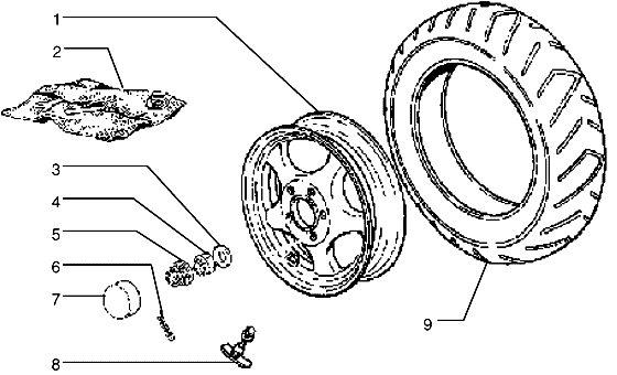 Vespa ET4 125 — Achterwiel