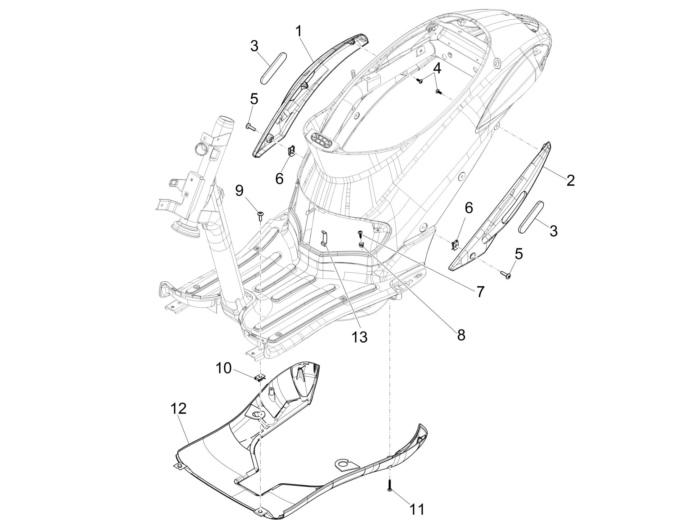 Liberty 125 4T E4 Poste 2019 EMEA — Zijafdekking - spoiler